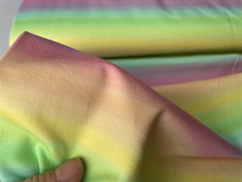 Bomuldsjersey - regnbue pasteller
